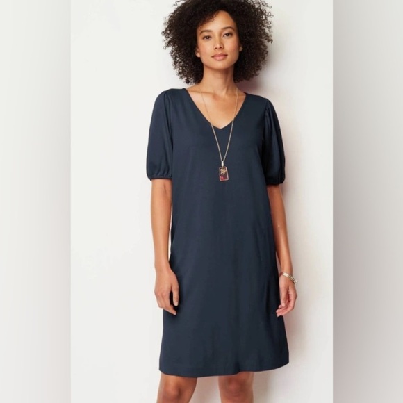 J. Jill | Knit Shift Dress | Black | Pockets Cotton Spandex | Womens Size Large - Picture 1 of 9